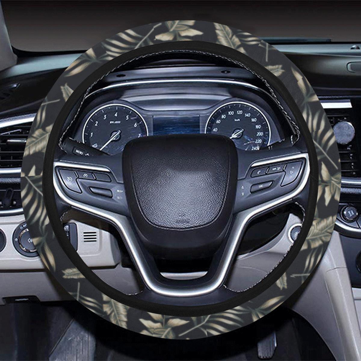 Banana Leaf Pattern Print Design 07 Steering Wheel Cover with Elastic Edge