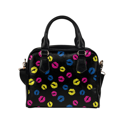 Lip Neon Color Pattern Print Design 01 Shoulder Handbag