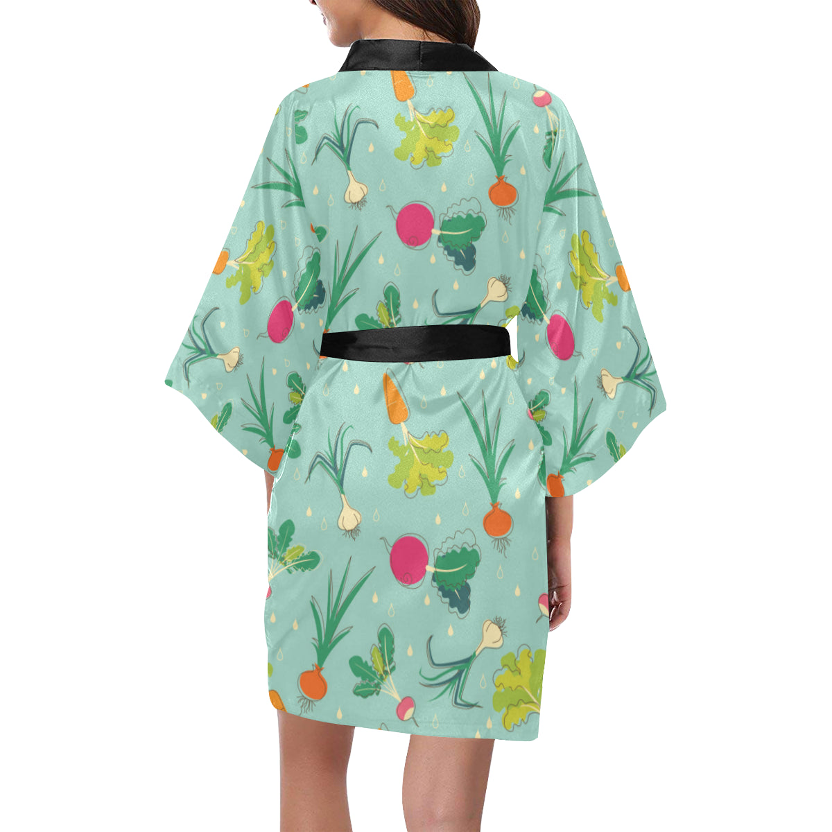 Radish Pattern Print Design A01 Women's Short Kimono
