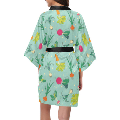 Radish Pattern Print Design A01 Women's Short Kimono