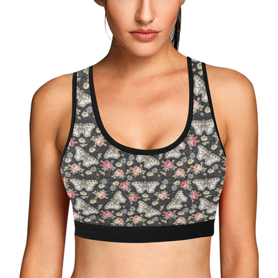 Butterfly Flower Pattern Print Design 07 Sports Bra