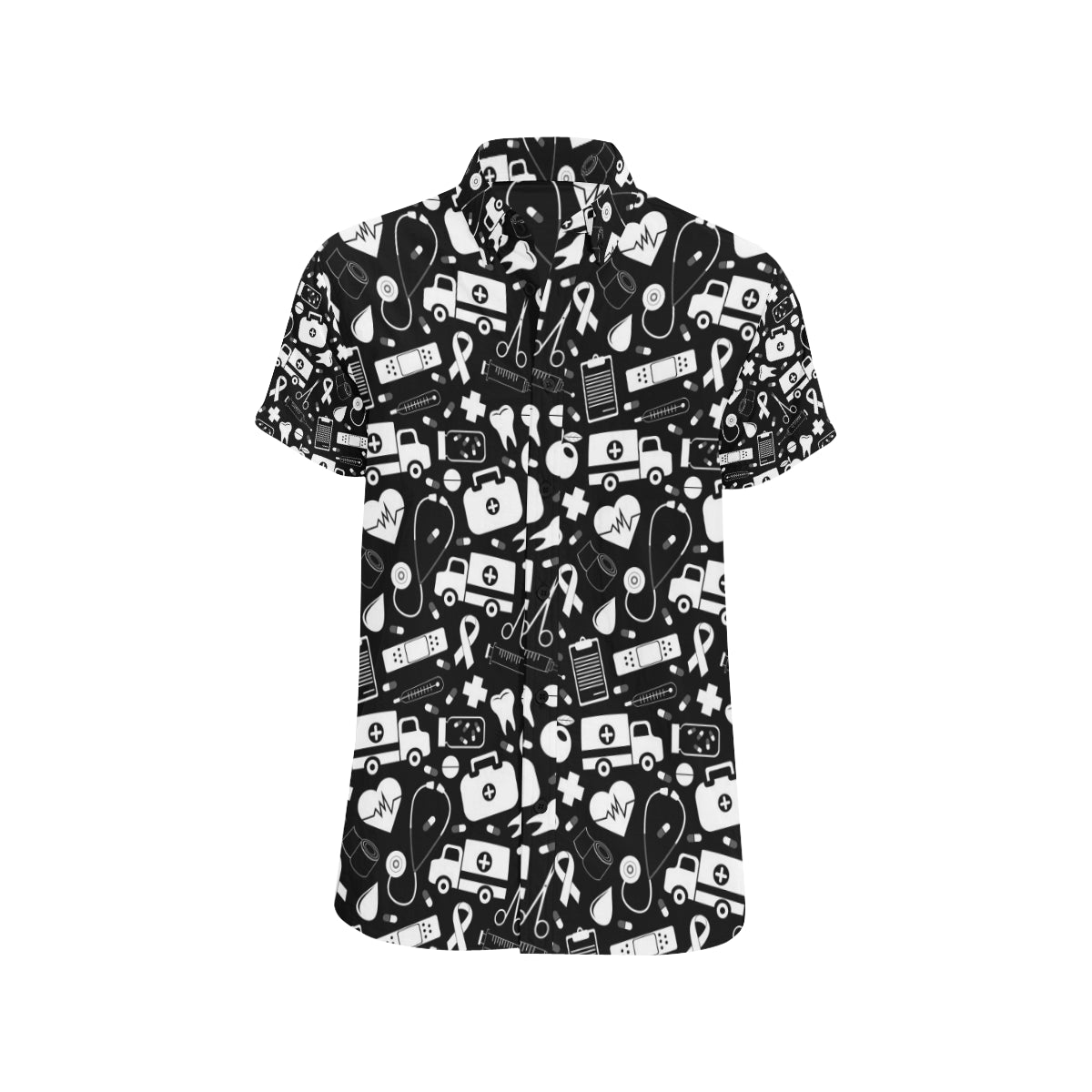 Medical Pattern Print Design 01 Men's Short Sleeve Button Up Shirt