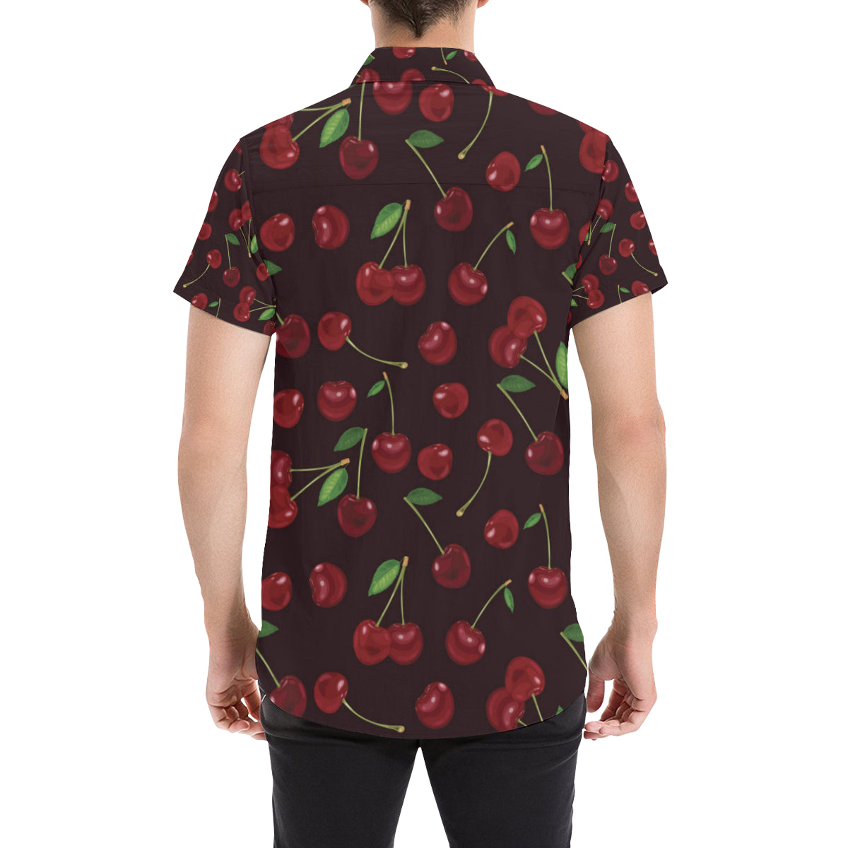 Cherry Fresh Pattern Men's Short Sleeve Button Up Shirt