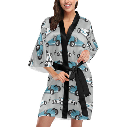 Racing Vintage Pattern Print Design A02 Women's Short Kimono