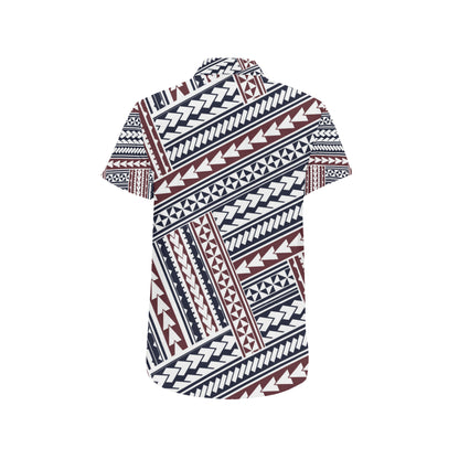 Polynesian Tribal line Men's Short Sleeve Button Up Shirt