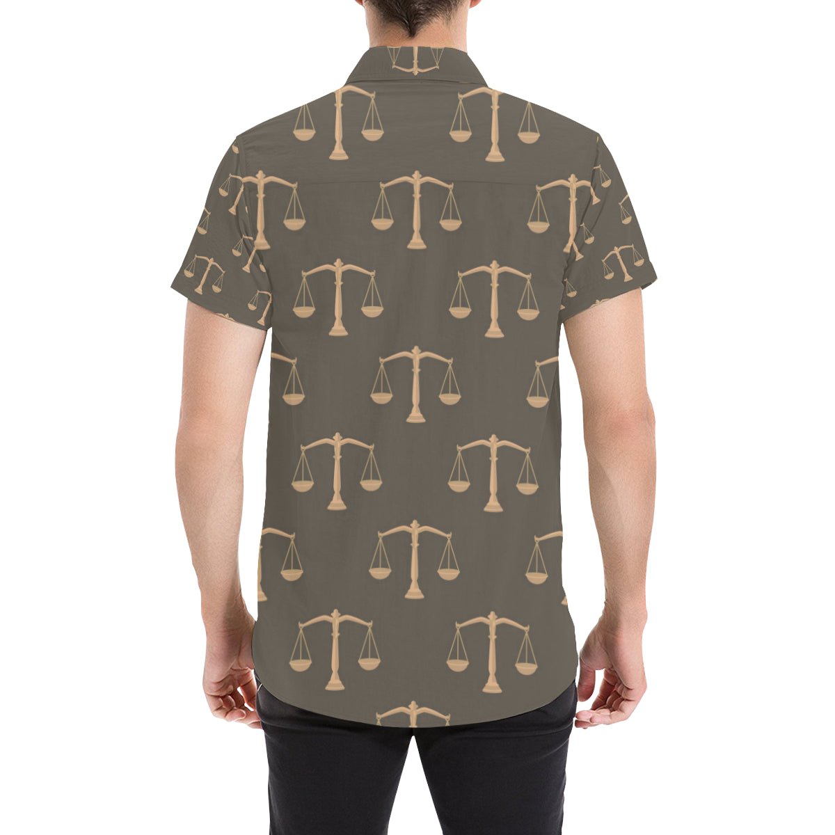 Libra Pattern Print Design 01 Men's Short Sleeve Button Up Shirt