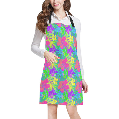 Neon Tropical Pattern Print Design A03 Apron with Pocket