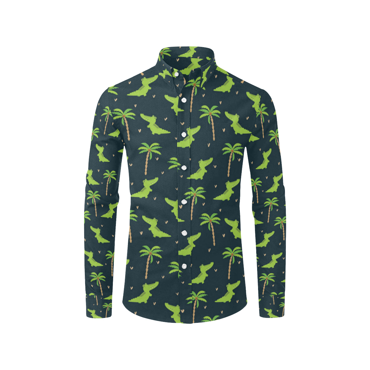 Alligator Pattern Print Design 02 Men's Long Sleeve Shirt