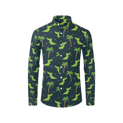 Alligator Pattern Print Design 02 Men's Long Sleeve Shirt