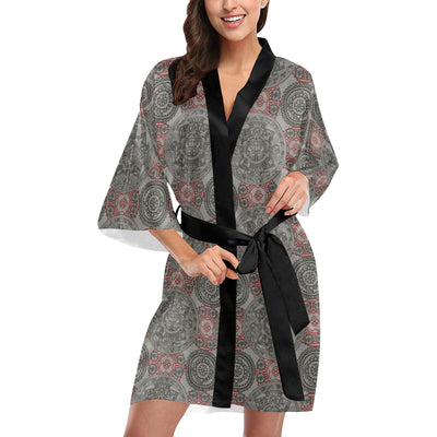 Calendar Aztec Pattern Print Design 04 Women's Short Kimono