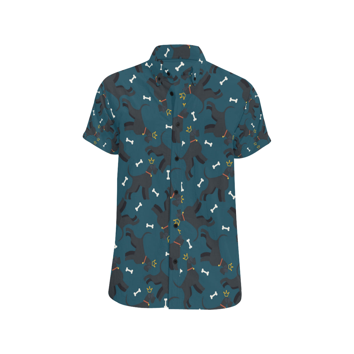 Schnauzers Pattern Print Design A04 Men's Short Sleeve Button Up Shirt