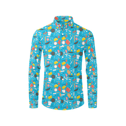 Cooking Kitchen Tools Pattern Print Design 03 Men's Long Sleeve Shirt
