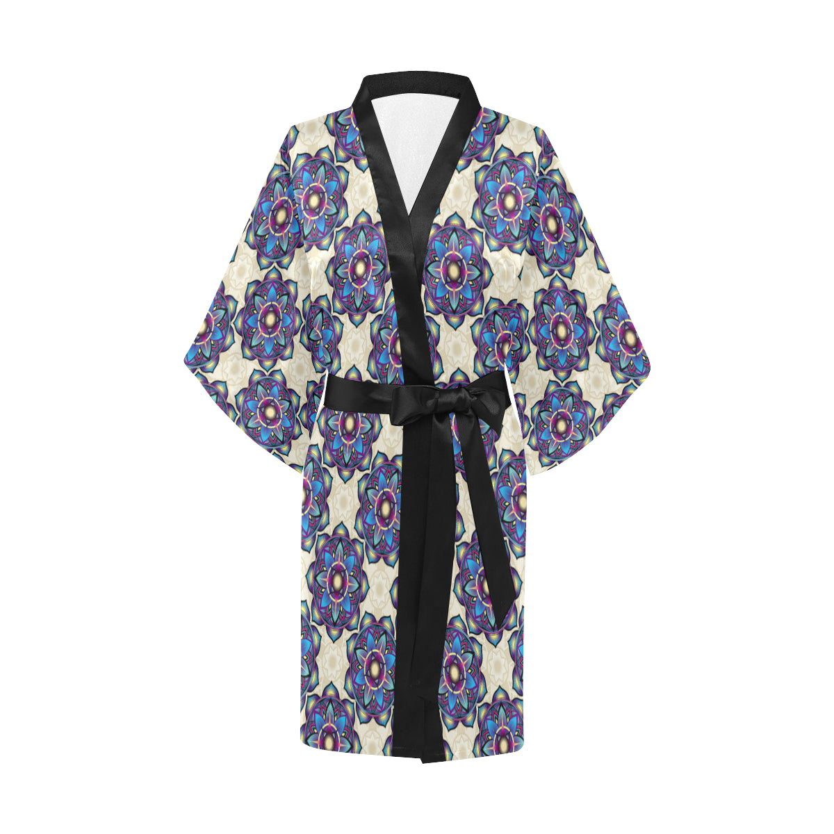 lotus Boho Pattern Print Design LO08 Women Kimono Robe