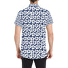 Hibiscus Blue Hawaiian Flower Pattern Men's Short Sleeve Button Up Shirt