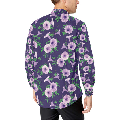 Morning Glory Pattern Print Design MG01 Men's Long Sleeve Shirt