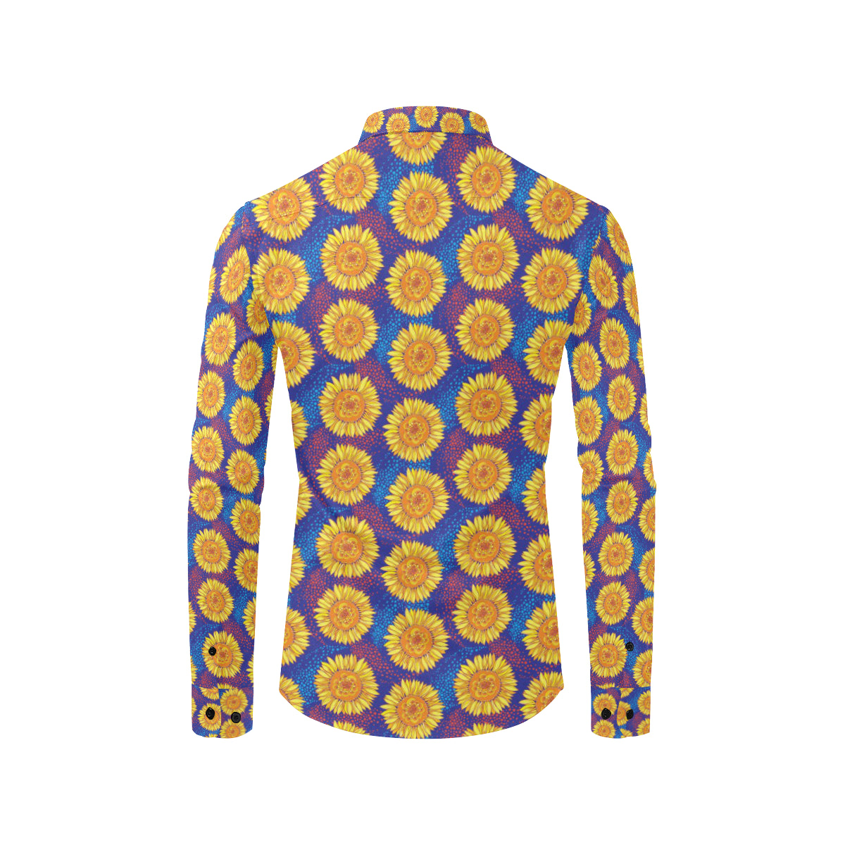 Sunflower Hand Drawn Style Print Men's Long Sleeve Shirt
