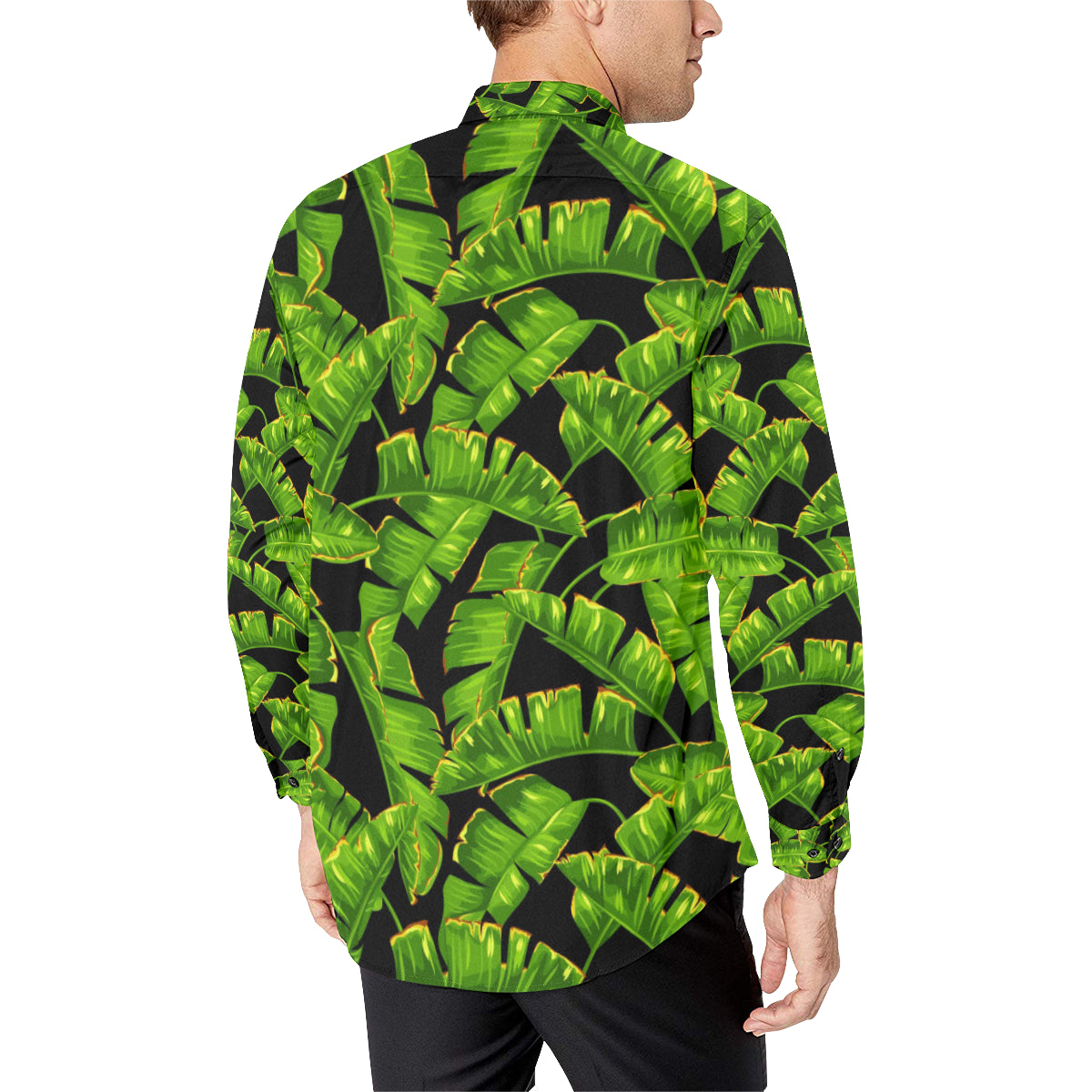 Banana Leaf Pattern Print Design BL06 Men's Long Sleeve Shirt