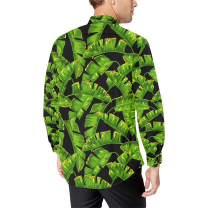 Banana Leaf Pattern Print Design BL06 Men's Long Sleeve Shirt