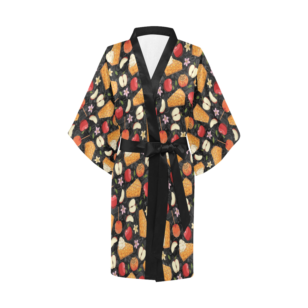 Apple Pie Pattern Print Design 01 Women's Short Kimono