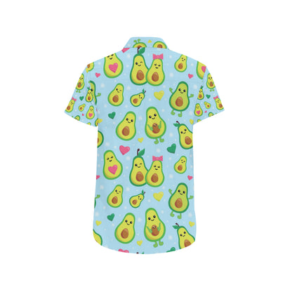 Avocado Pattern Print Design AC09 Men's Short Sleeve Button Up Shirt