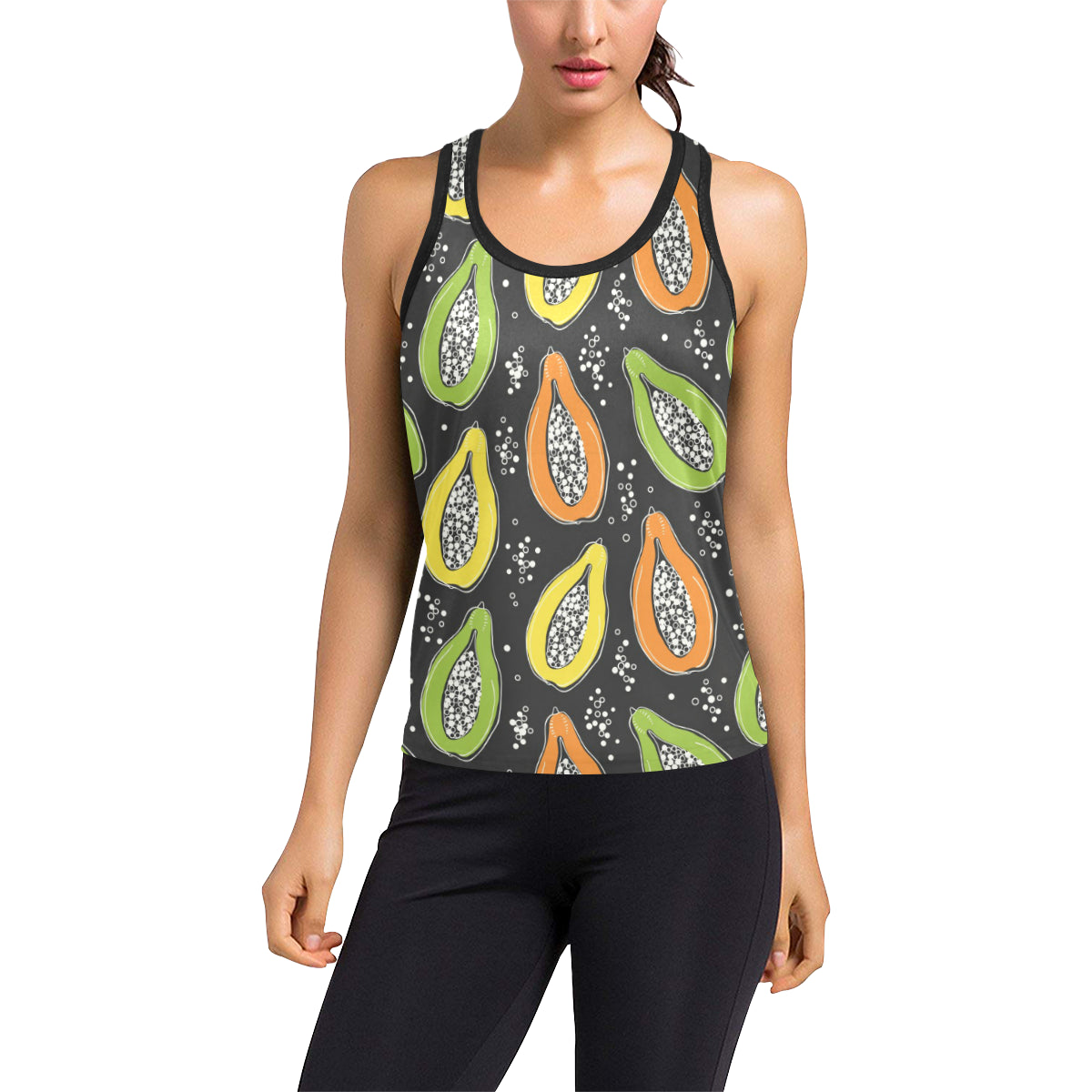 Papaya Pattern Print Design PP05 Women's Racerback Tank Top