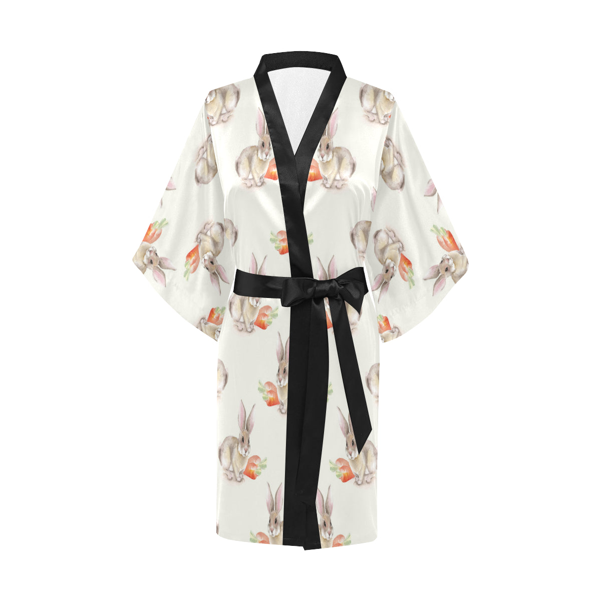Rabbit Pattern Print Design 01 Women's Short Kimono