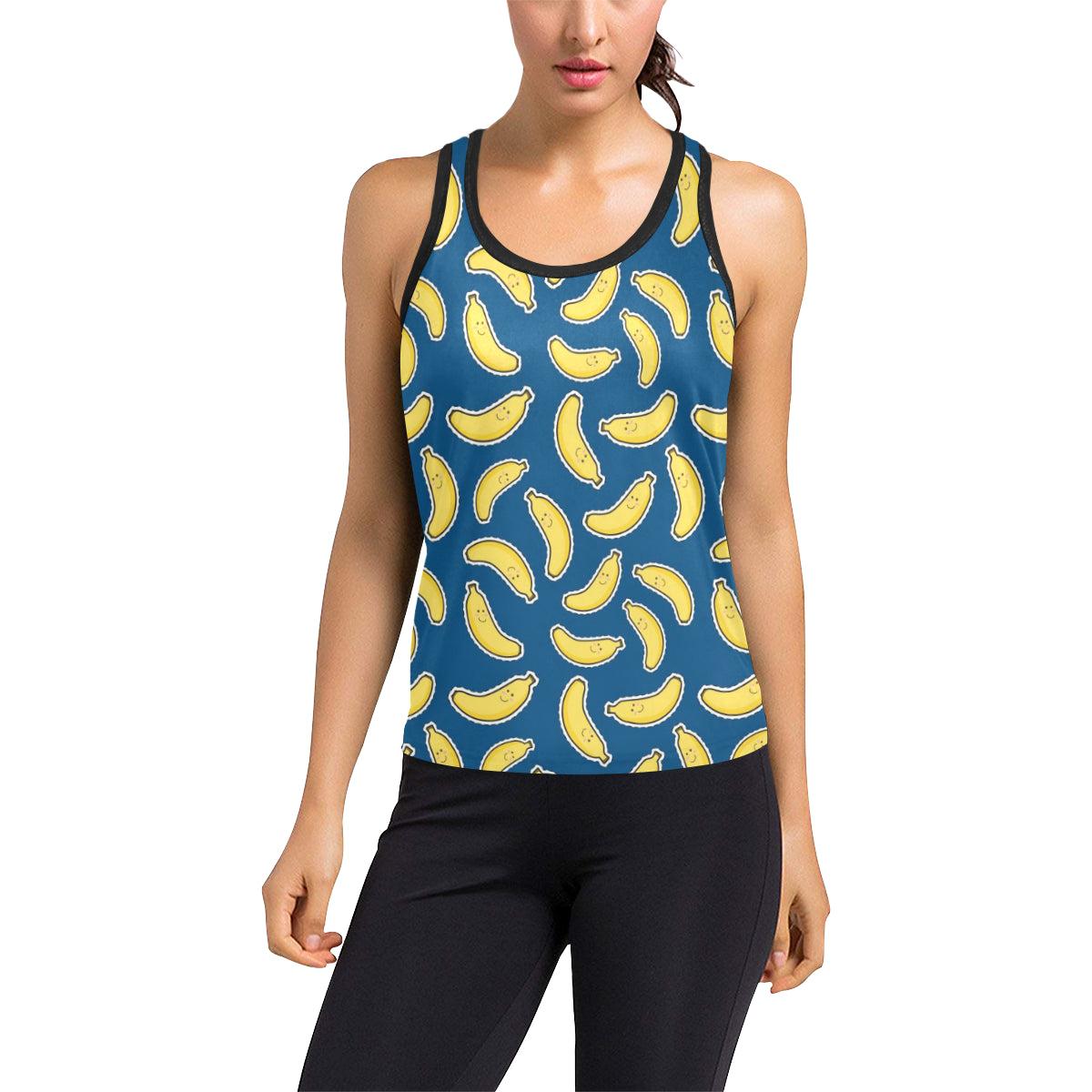 Banana Pattern Print Design BA03 Women's Racerback Tank Top