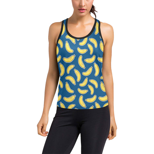 Banana Pattern Print Design BA03 Women's Racerback Tank Top