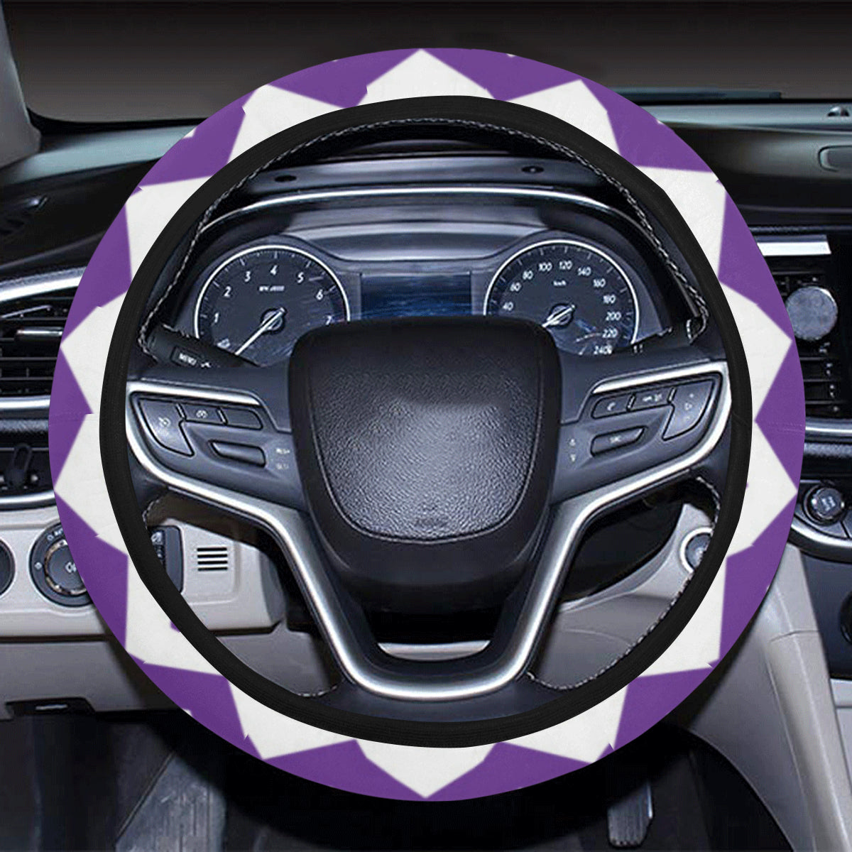 Chevron Purple Pattern Print Design 03 Steering Wheel Cover with Elastic Edge