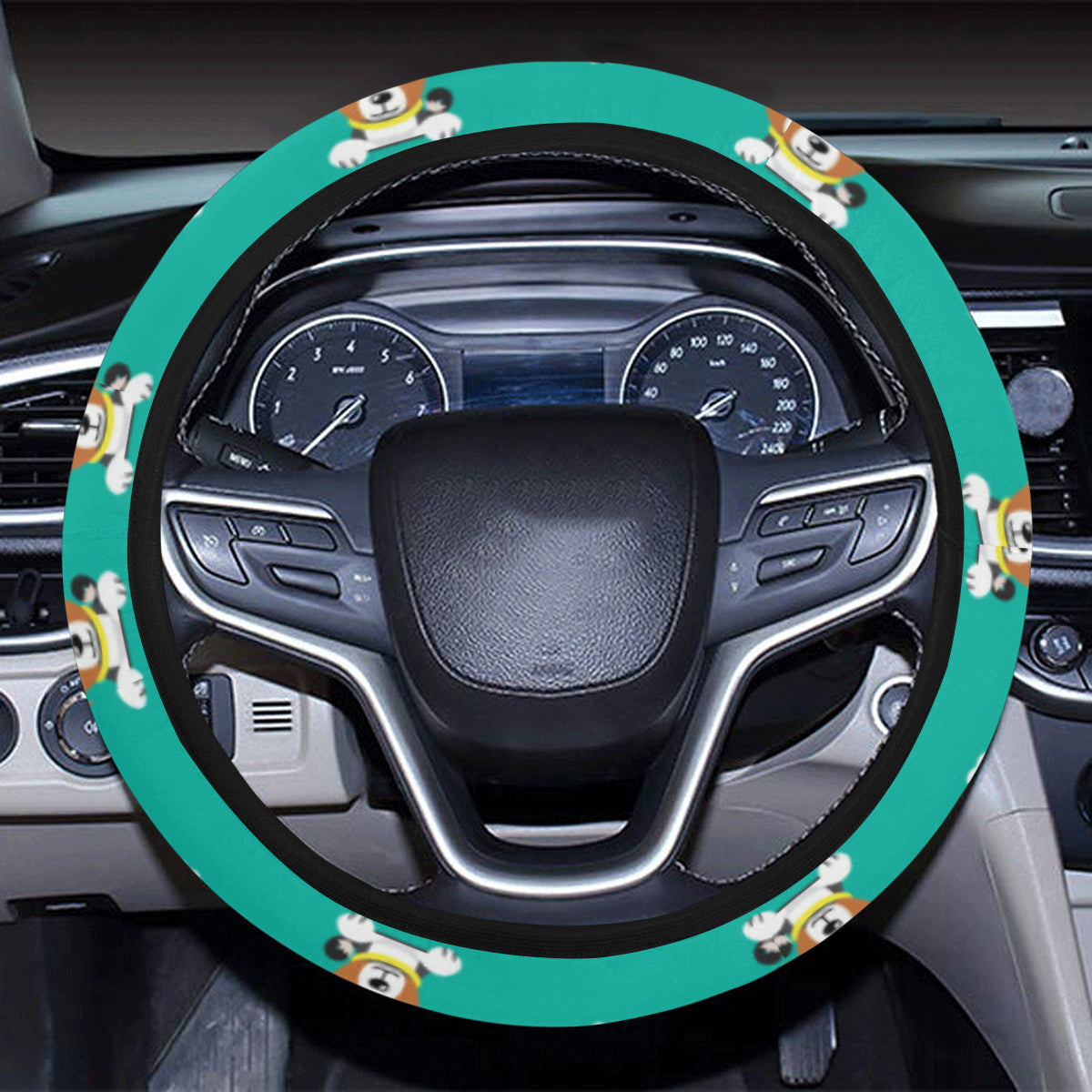 Basenji Pattern Print Design 03 Steering Wheel Cover with Elastic Edge