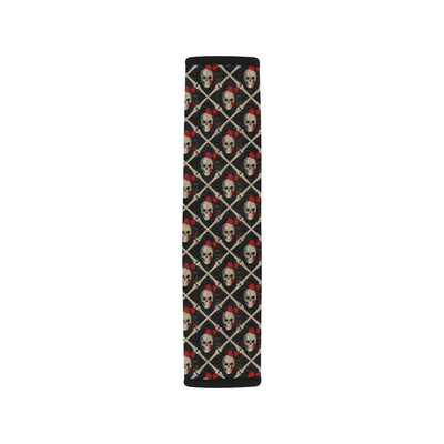 Skull Roses Bone Design Themed Print Car Seat Belt Cover