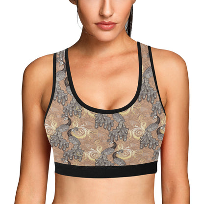 Peacock Pattern Print Design A05 Sports Bra