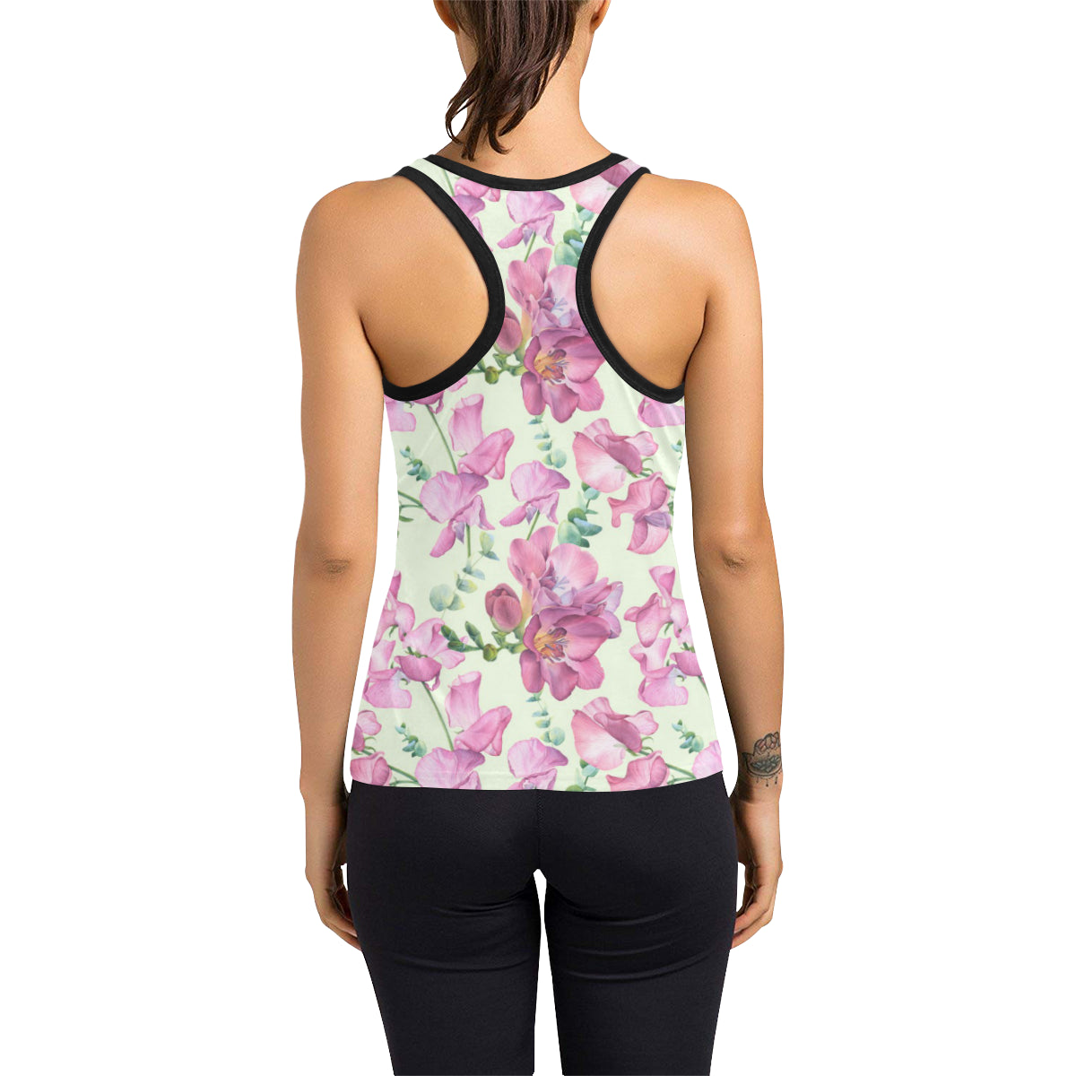 Peony Pattern Print Design PE011 Women's Racerback Tank Top