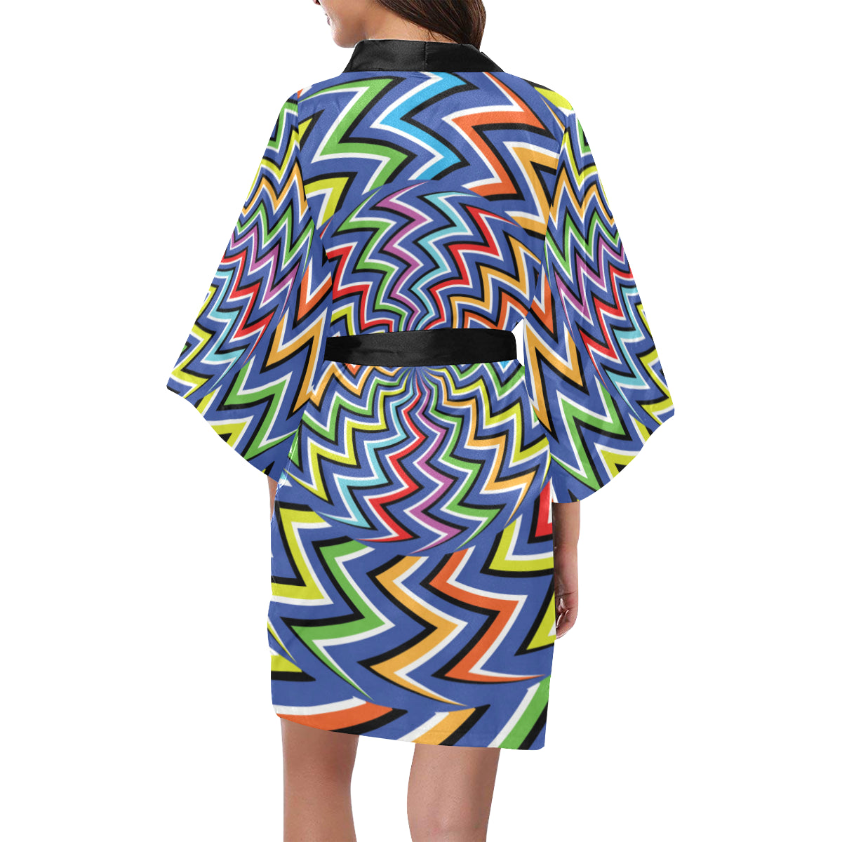 Optical illusion Pattern Print Design A02 Women's Short Kimono