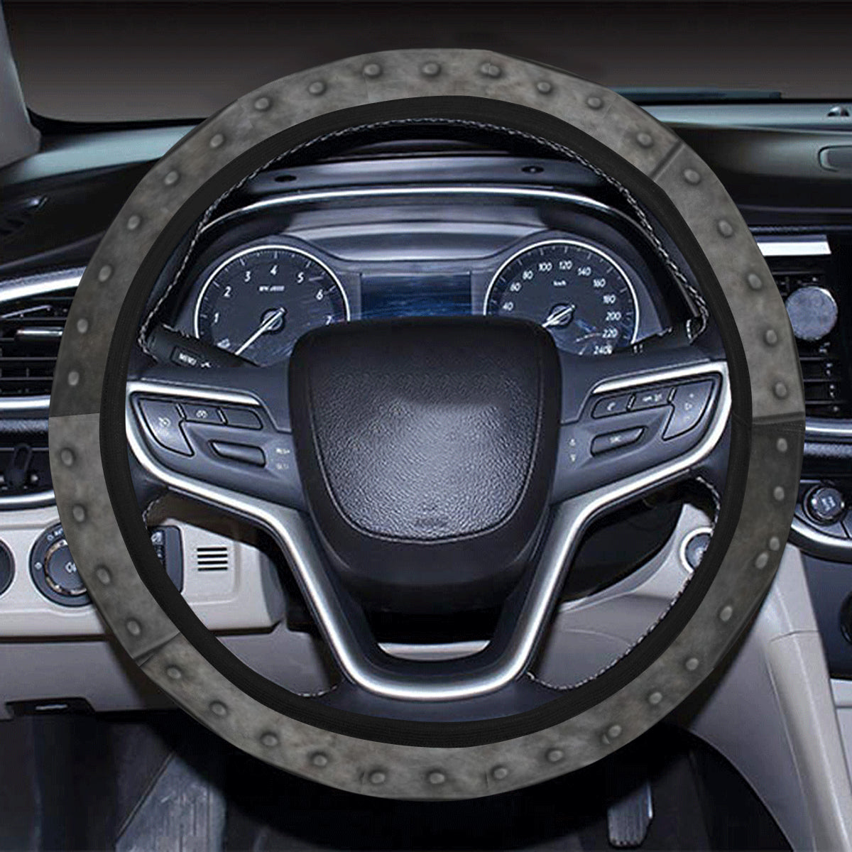 Armor Pattern Print Design 02 Steering Wheel Cover with Elastic Edge