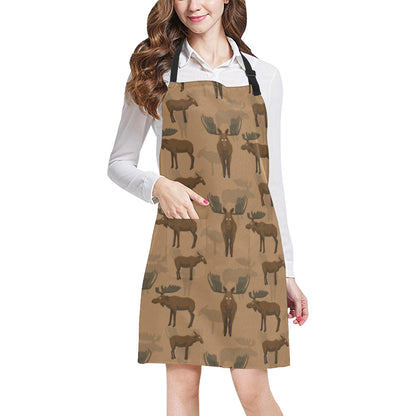 Moose Pattern Print Design 03 Apron with Pocket