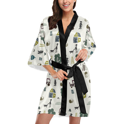 Agricultural Farm Print Design 01 Women's Short Kimono