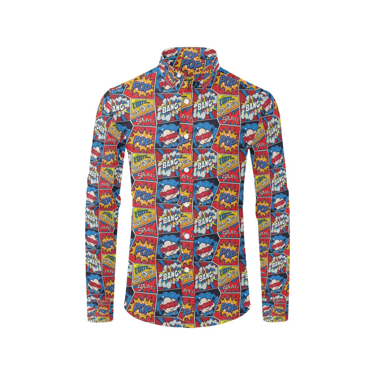 Comic Book Pattern Print Design 03 Men's Long Sleeve Shirt