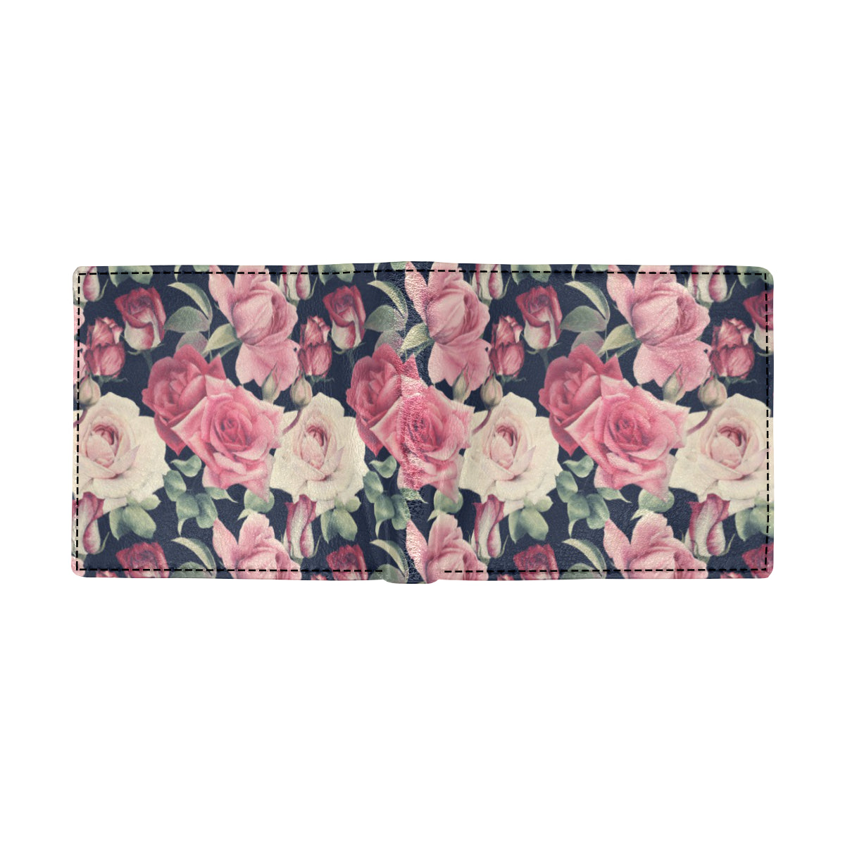 Rose Pattern Print Design RO05 Men's ID Card Wallet