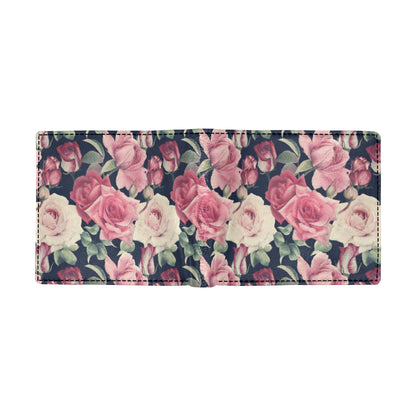 Rose Pattern Print Design RO05 Men's ID Card Wallet