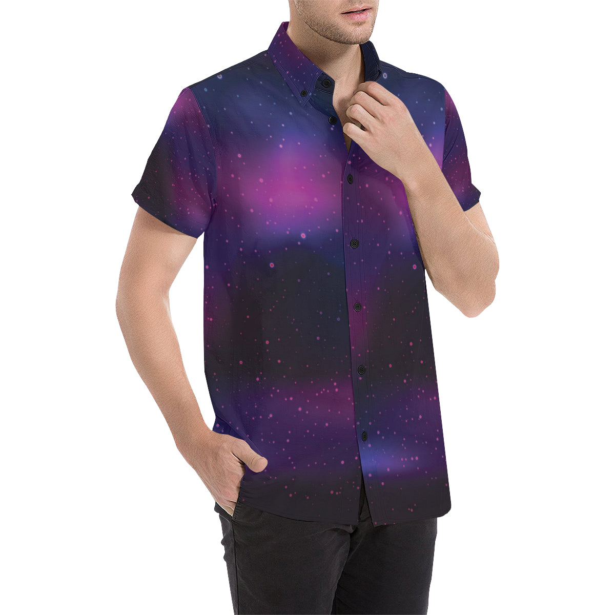 Night sky Pattern Print Design A04 Men's Short Sleeve Button Up Shirt