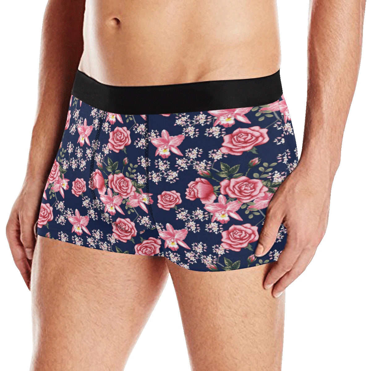 Rose Pattern Print Design A05 Men's Boxer Briefs