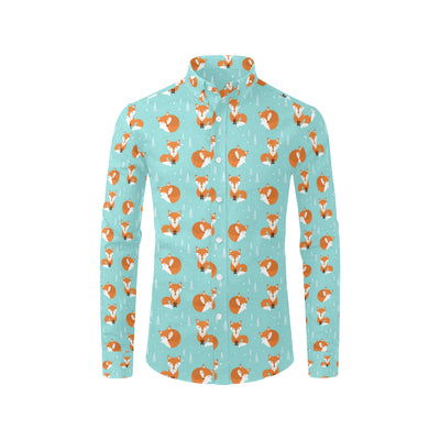 Fox Design Snow Print Pattern Men's Long Sleeve Shirt