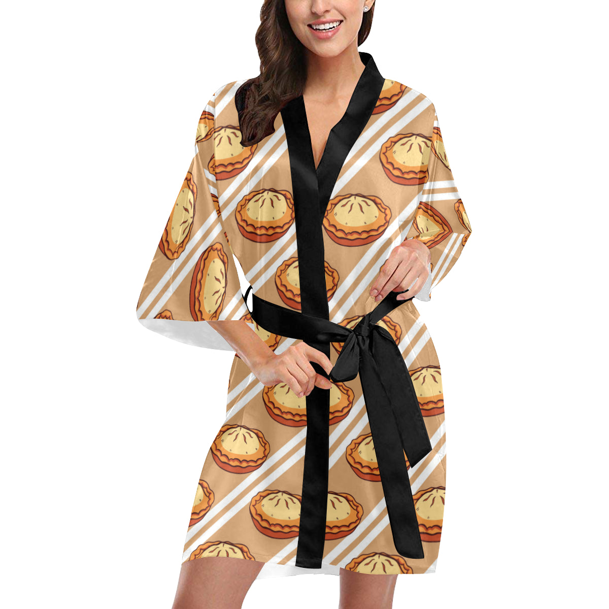 Pie Pattern Print Design A02 Women's Short Kimono