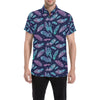 Feather Aztec Design Print Men's Short Sleeve Button Up Shirt