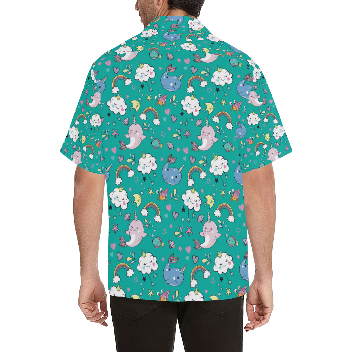 Narwhal Pattern Print Design 04 Men's Hawaiian Shirt