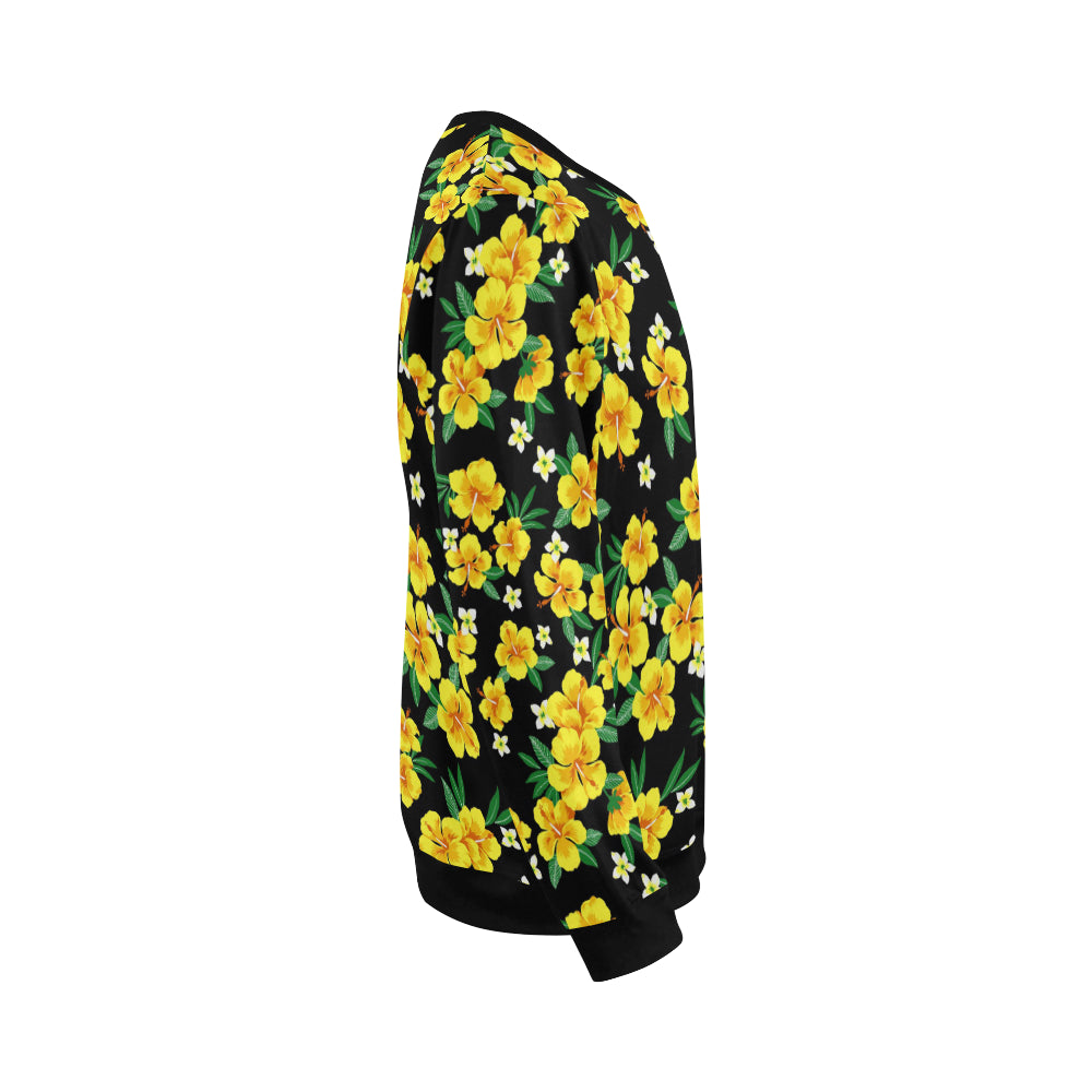 Yellow Hibiscus Pattern Print Design HB08 Men Long Sleeve Sweatshirt