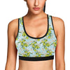 Elegant Olive Floral Print Sports Bra