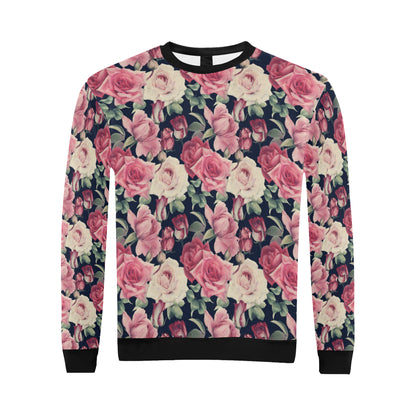 Rose Pattern Print Design RO05 Men Long Sleeve Sweatshirt