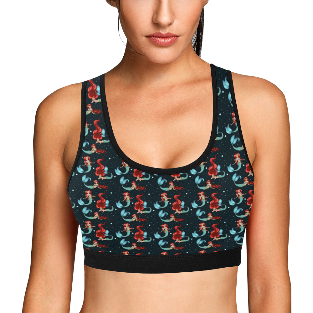 Mermaid Girl Themed Design Print Sports Bra